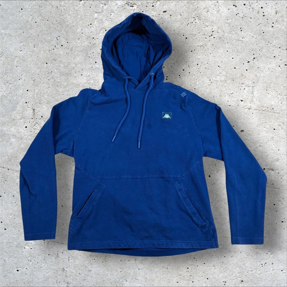 Kappa Small Logo Hooded Sweatshirt Blue Mens Size S Pullover Hoodie Sportswear